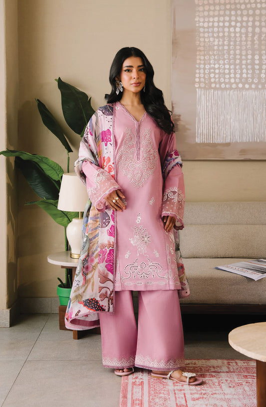 Afsanah by Seran Embroidered Lawn Unstitched 3 Piece Suit - MEHAR - SE26AF - Pink - Summer Collection