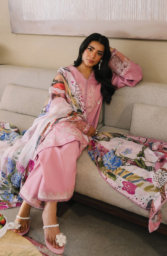 Afsanah by Seran Embroidered Lawn Unstitched 3 Piece Suit - MEHAR - SE26AF - Pink - Summer Collection