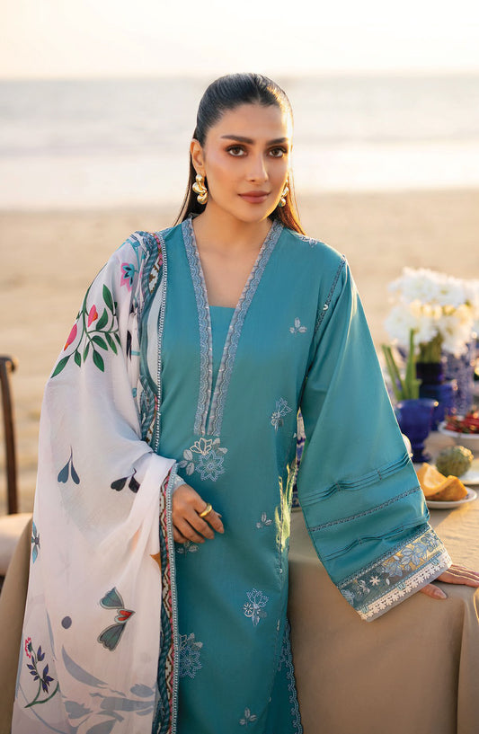 Afsanah by Seran Embroidered Lawn Unstitched 3 Piece Suit - MEIRA - SE26AF - Ferozi - Summer Collection