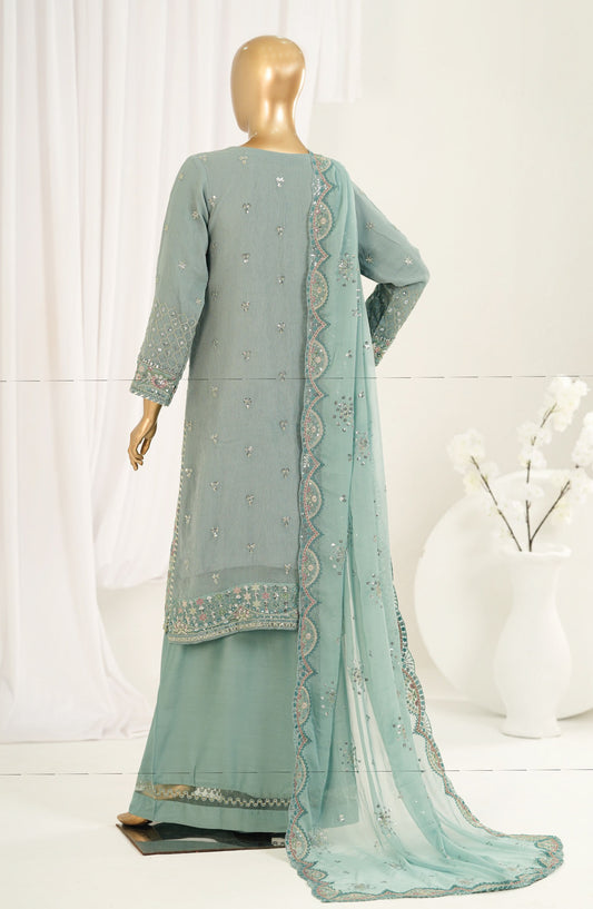 Afsanay by Sadabahar Embroidered Chiffon Stitched 3 Piece Suit - CF-14 - SBD26SFN - Blue - Luxury Collection