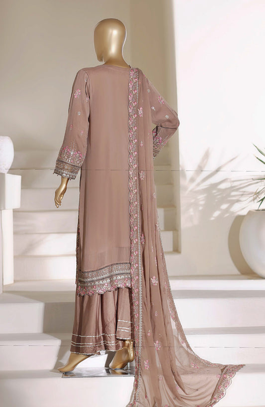 Afsanay by Sadabahar Embroidered Chiffon Stitched 3 Piece Suit - CF-11 - SBD26AFY - Beige - Luxury Collection