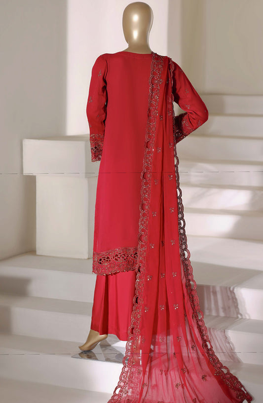 Afsanay by Sadabahar Embroidered Chiffon Stitched 3 Piece Suit - CF-10 - SBD26AFY - Red - Luxury Collection
