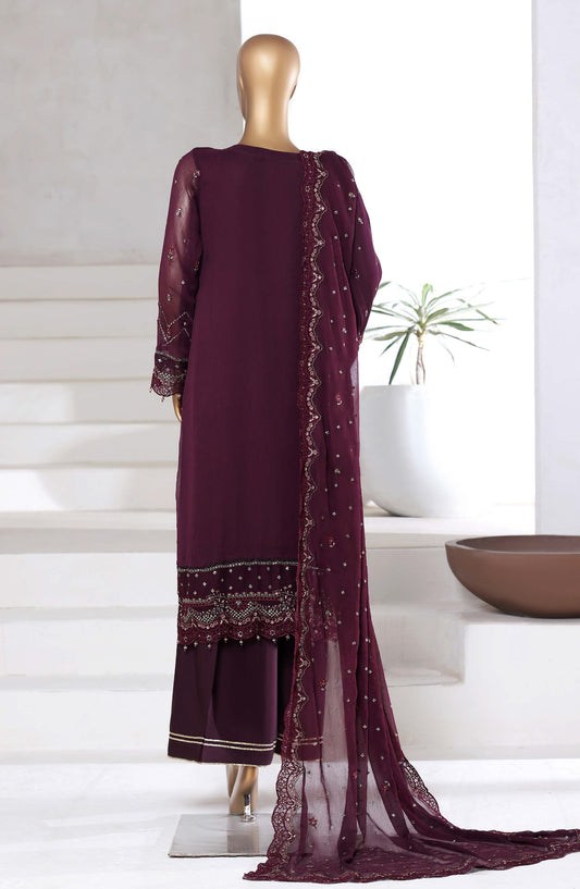 Afsanay by Sadabahar Embroidered Chiffon Stitched 3 Piece Suit - Design-06 - SBD25AFSN - Purple - Luxury Collection