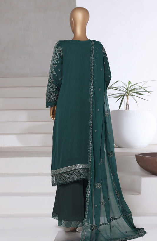 Afsanay by Sadabahar Embroidered Chiffon Stitched 3 Piece Suit - Design-05 - SBD25AFSN - Green - Luxury Collection