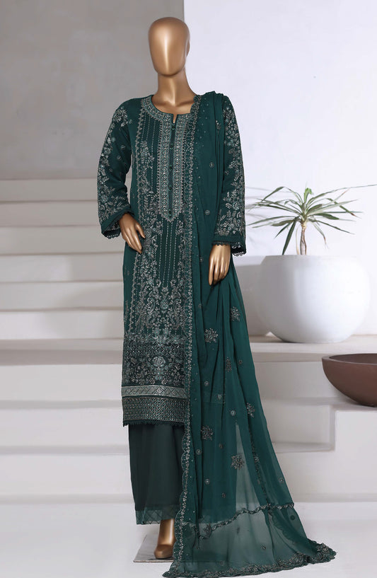 Afsanay by Sadabahar Embroidered Chiffon Stitched 3 Piece Suit - Design-05 - SBD25AFSN - Green - Luxury Collection