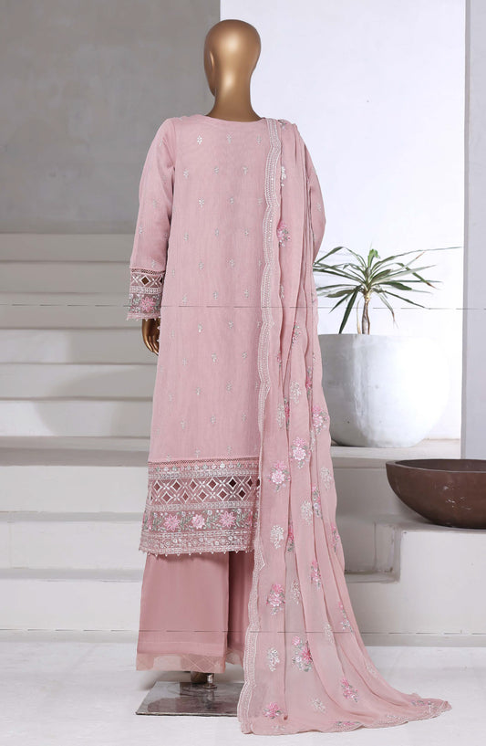 Afsanay by Sadabahar Embroidered Chiffon Stitched 3 Piece Suit - Design-04 - SBD25AFSN - Pink - Luxury Collection