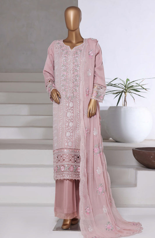 Afsanay by Sadabahar Embroidered Chiffon Stitched 3 Piece Suit - Design-04 - SBD25AFSN - Pink - Luxury Collection