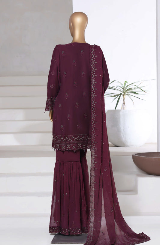 Afsanay by Sadabahar Embroidered Chiffon Stitched 3 Piece Suit - Design-03 - SBD25AFSN - Maroon - Luxury Collection