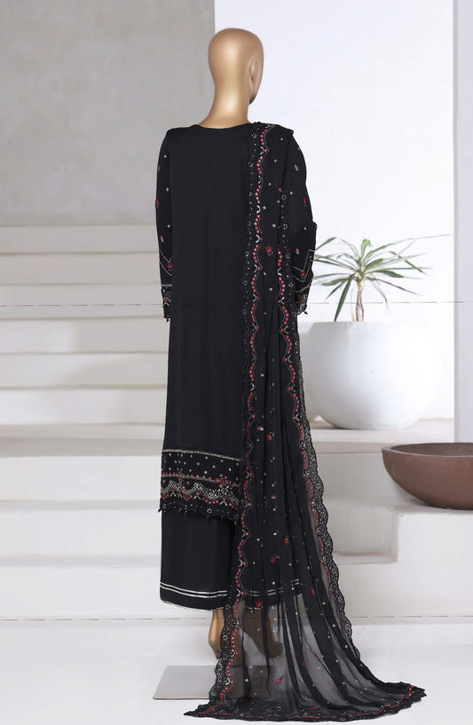 Afsanay by Sadabahar Embroidered Chiffon Stitched 3 Piece Suit - Design-02 - SBD25AFSN - Black - Luxury Collection