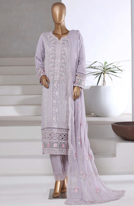 Afsanay by Sadabahar Embroidered Chiffon Stitched 3 Piece Suit - Design-01 - SBD25AFSN - Purple - Luxury Collection