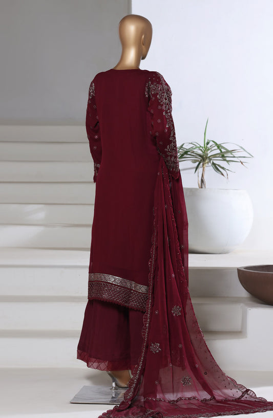 Afsanay by Sadabahar Embroidered Chiffon Stitched 3 Piece Suit - CF-08 - SBD25AFSANA - Maroon - Festive Collection