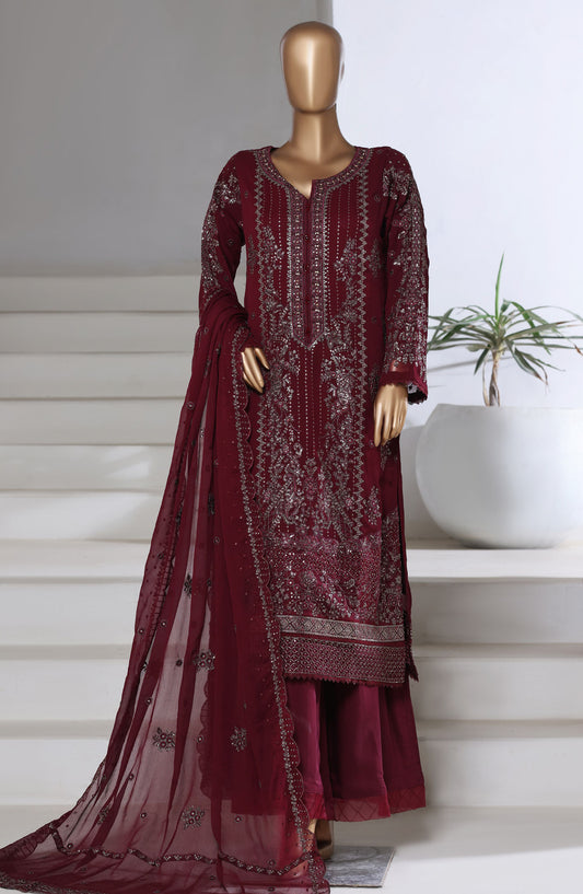 Afsanay by Sadabahar Embroidered Chiffon Stitched 3 Piece Suit - CF-08 - SBD25AFSANA - Maroon - Festive Collection