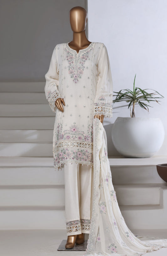 Afsanay by Sadabahar Embroidered Chiffon Stitched 3 Piece Suit - CR-30 - SBD25AFSANA - White - Festive Collection