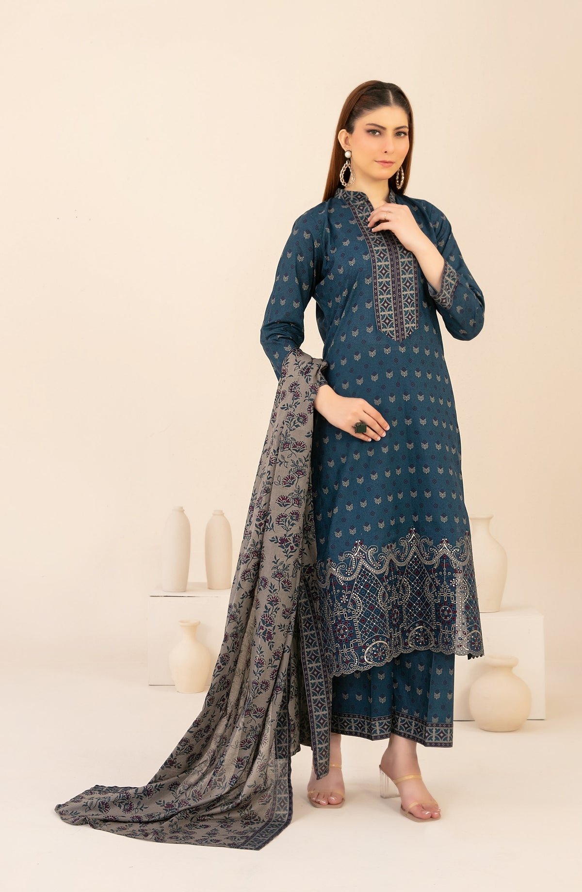 Ailani by Tawakkal Fabrics Embroidered Lawn Unstitched 3 Piece Suit - D-3720 - TF26ALN - Blue - Summer Collection