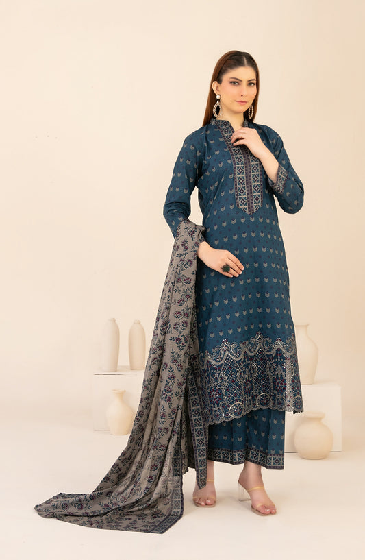 Ailani by Tawakkal Fabrics Embroidered Lawn Unstitched 3 Piece Suit - D-3720 - TF26ALN - Blue - Summer Collection