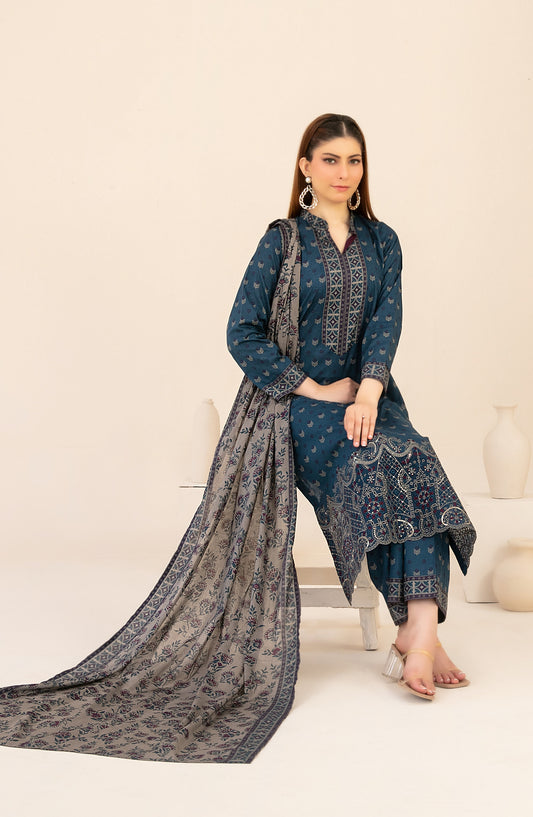 Ailani by Tawakkal Fabrics Embroidered Lawn Unstitched 3 Piece Suit - D-3720 - TF26ALN - Blue - Summer Collection