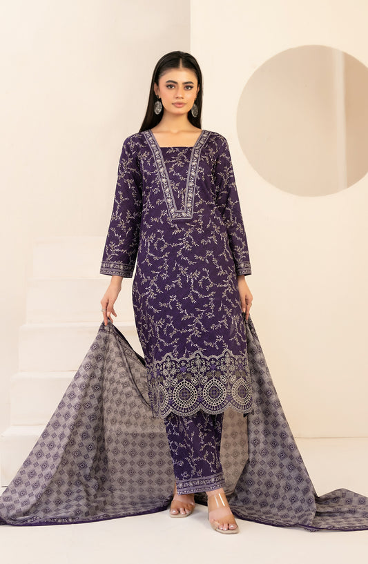 Ailani by Tawakkal Fabrics Embroidered Lawn Unstitched 3 Piece Suit - D-3718 - TF26ALN - Purple - Summer Collection