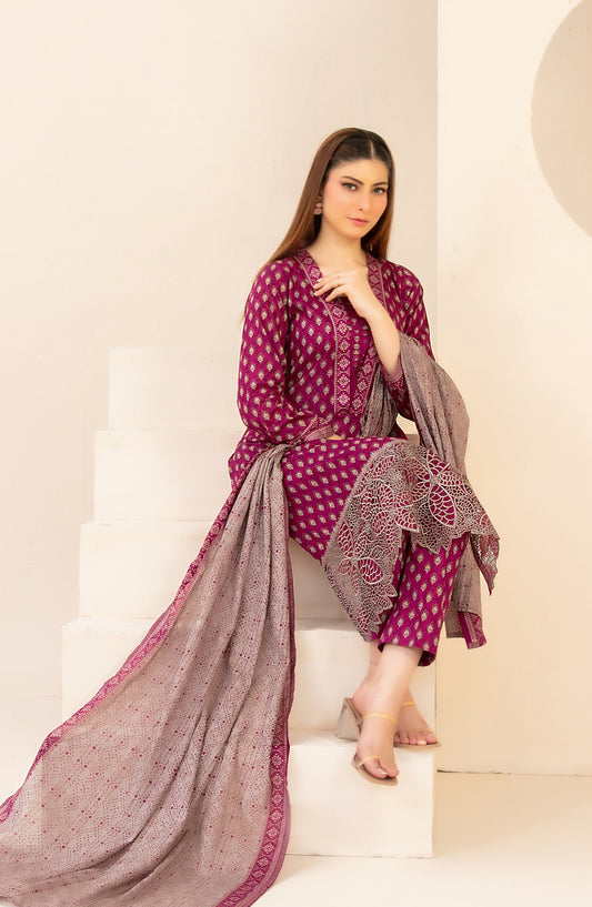 Ailani by Tawakkal Fabrics Embroidered Lawn Unstitched 3 Piece Suit - D-3717 - TF26ALN - Pink - Summer Collection