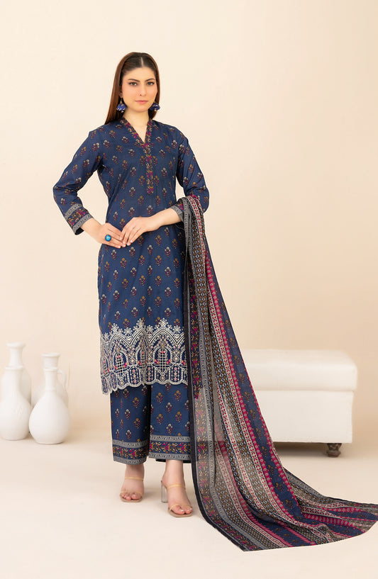 Ailani by Tawakkal Fabrics Embroidered Lawn Unstitched 3 Piece Suit - D-3715 - TF26ALN - Blue - Summer Collection
