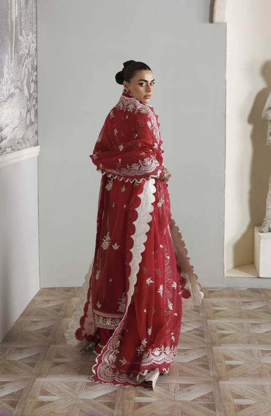 Akbar Aslam Deewani Luxury Embroidered Organza Unstitched 3 Piece Suit - U-1575 - Yeloria - AKA25DW - Hot Pink - Formal Collection