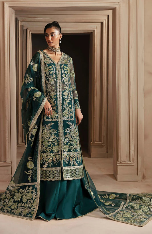Deewani by Akbar Aslam Luxury Formals Embroidered Organza Unstitched 3 Piece Suit - Celeste - AKA25DWN2 - Green - Festive Collection