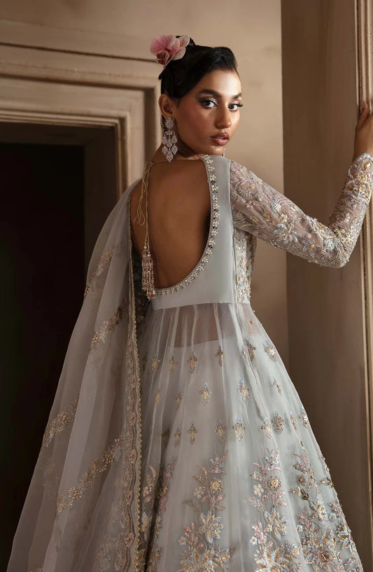 Deewani by Akbar Aslam Luxury Formals Embroidered Organza Unstitched 3 Piece Suit - Ophelia - AKA25DWN2 - Blue - Festive Collection