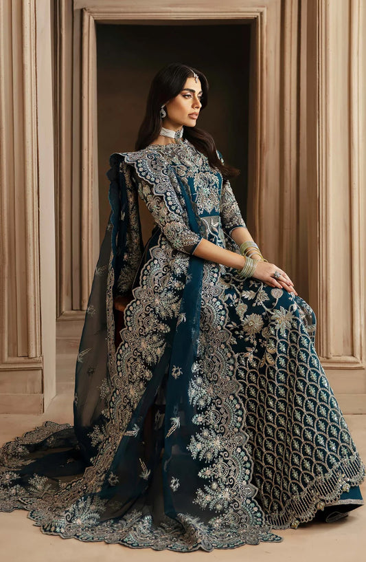 Deewani by Akbar Aslam Luxury Formals Embroidered Organza Unstitched 3 Piece Suit - Calista - AKA25DWN2 - Blue - Festive Collection