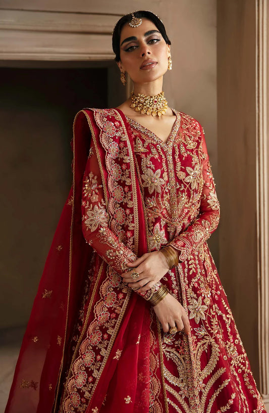 Deewani by Akbar Aslam Luxury Formals Embroidered Organza Unstitched 3 Piece Suit - Solene - AKA25DWN2 - Red - Festive Collection