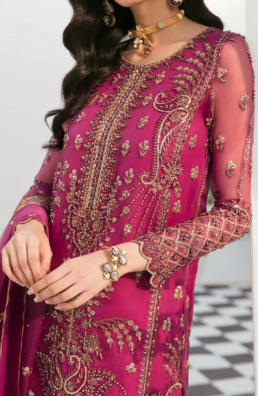 Akbar Aslam Luxury Embroidered Organza Unstitched 3 Piece Suit - Isla - AKA25LXF - Pink - Festive Collection