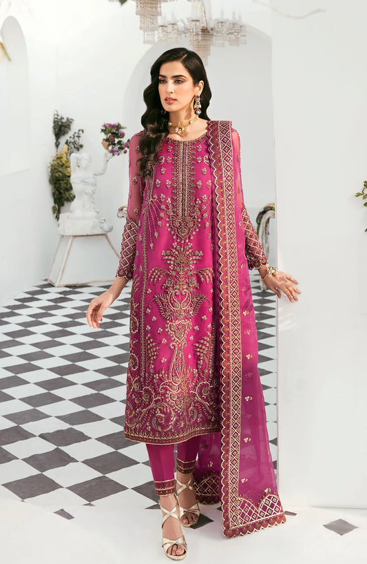 Akbar Aslam Luxury Embroidered Organza Unstitched 3 Piece Suit - Isla - AKA25LXF - Pink - Festive Collection