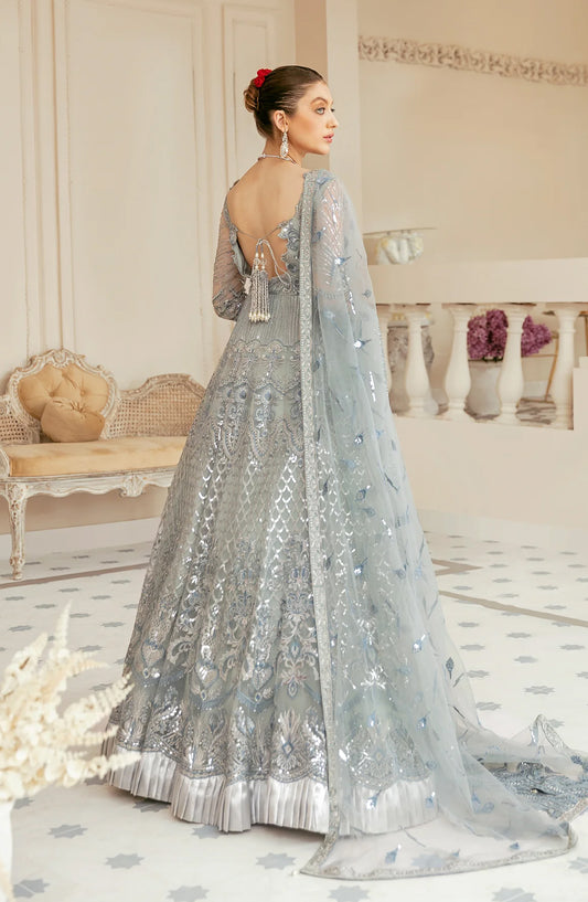 Akbar Aslam Luxury Embroidered Net Unstitched 3 Piece Suit - Bali - AKA25LXF - Blue - Festive Collection