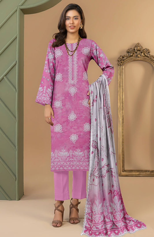 Aks by Al Karim Embroidered Lawn Unstitched 3 Piece Suit - D-05 - AK26AKS - Pink - Summer Collection