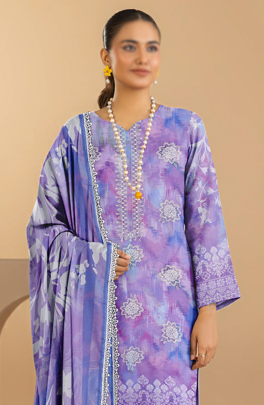Aks by Al Karim Embroidered Lawn Unstitched 3 Piece Suit - D-01 - AK26AKS - Purple - Summer Collection