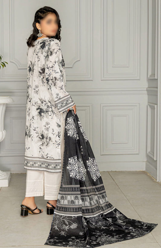 Aks Embroidered Lawn Unstitched 3 Piece Suit - Design-08 - AK25AKS - White - Summer Collection