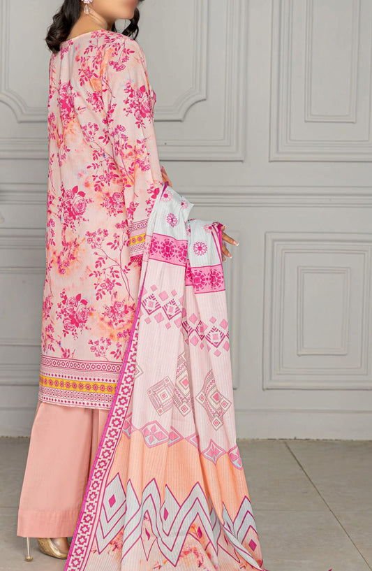 Aks Embroidered Lawn Unstitched 3 Piece Suit - Design-06 - AK25AKS - Pink - Summer Collection