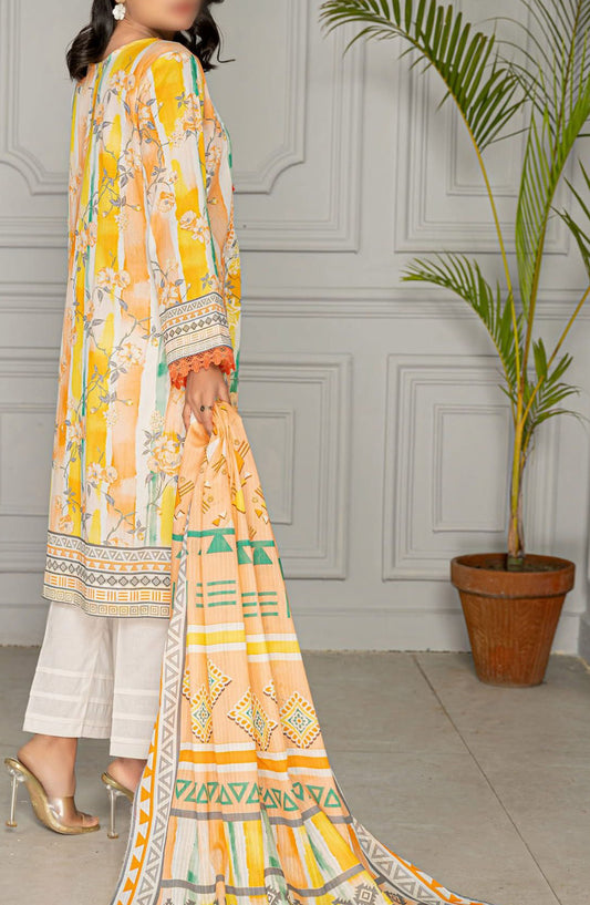 Aks Embroidered Lawn Unstitched 3 Piece Suit - Design-04 - AK25AKS - Yellow - Summer Collection