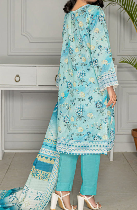 Aks Embroidered Lawn Unstitched 3 Piece Suit - Design-02 - AK25AKS - Blue - Summer Collection
