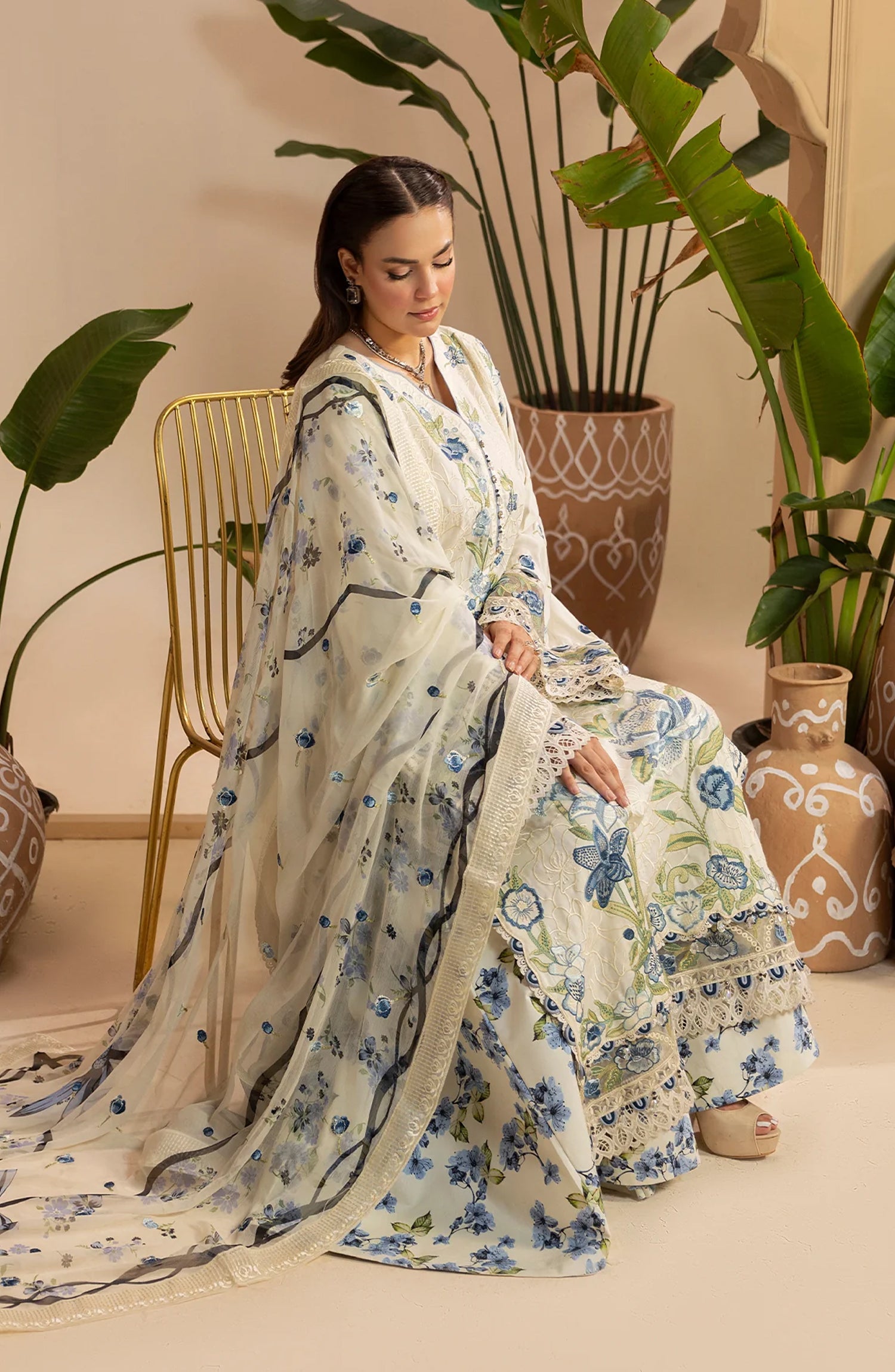 Al Karim Gulkar Embroidered Viscose Unstitched 3 Piece Suit - GK-02 - AK26GLK - Off White - Winter Collection