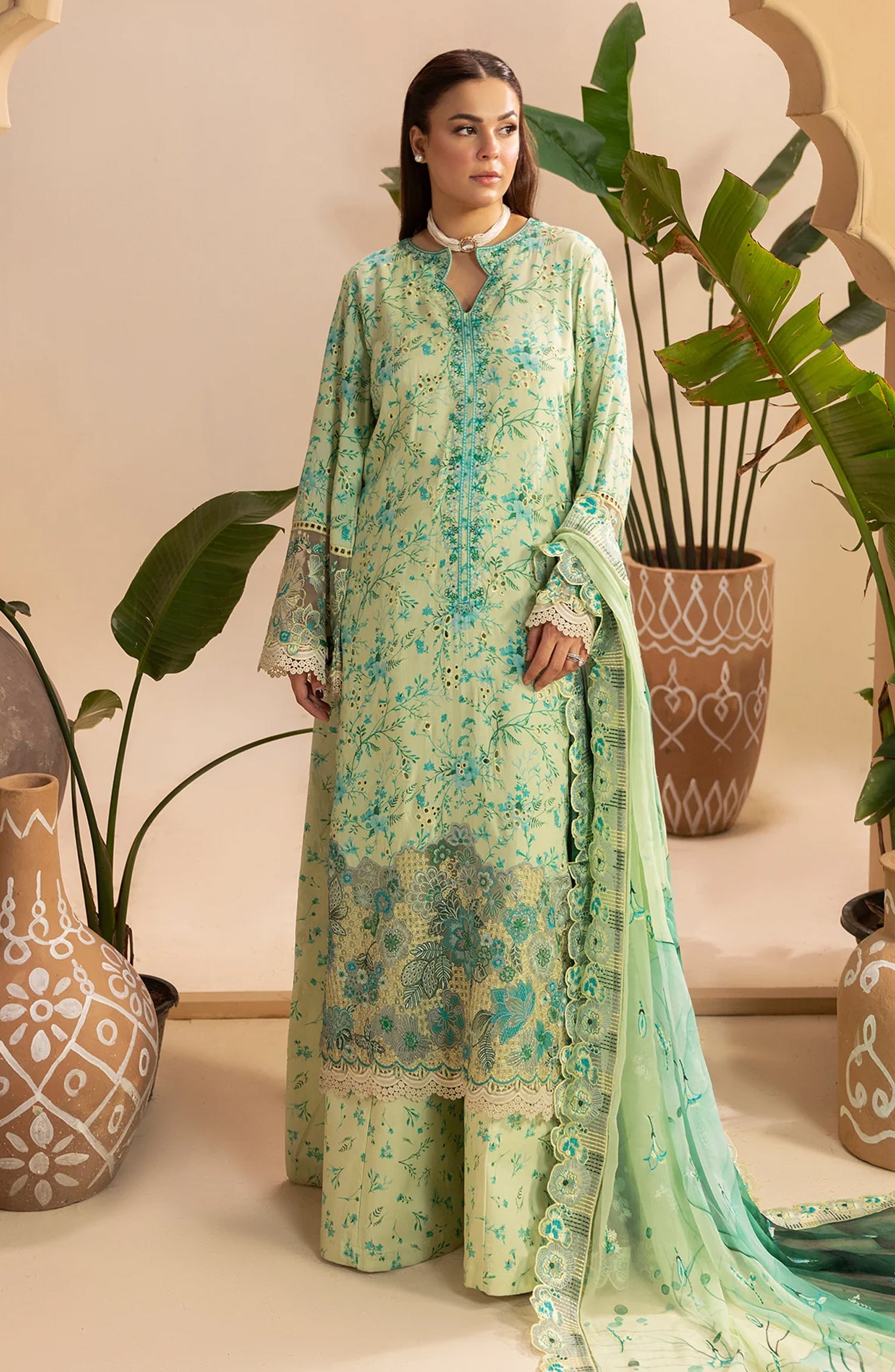 Al Karim Gulkar Embroidered Viscose Unstitched 3 Piece Suit - GK-03 - AK26GLK - Lemon - Winter Collection