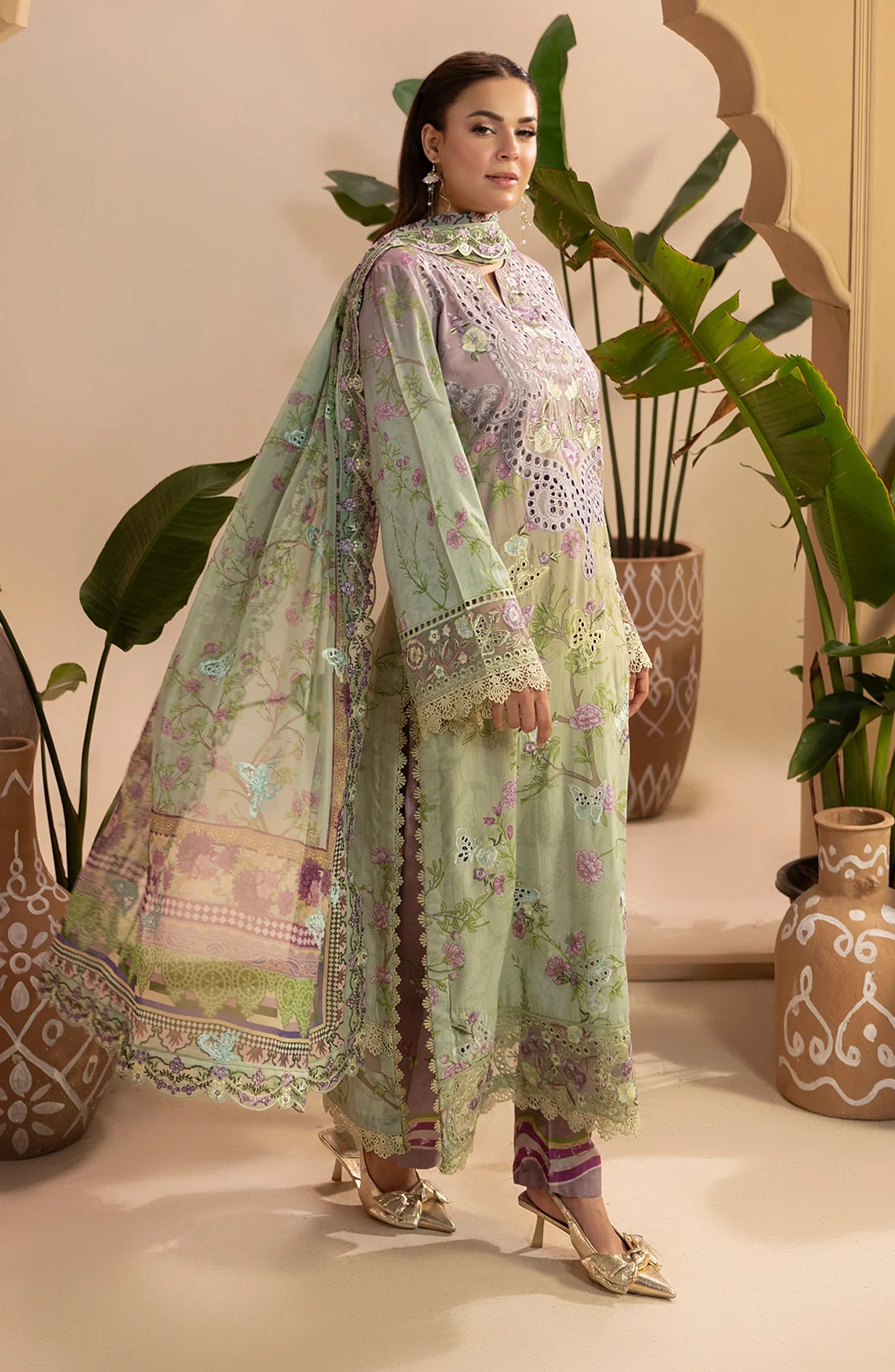 Al Karim Gulkar Embroidered Viscose Unstitched 3 Piece Suit - GK-04 - AK26GLK - Mint Green - Winter Collection