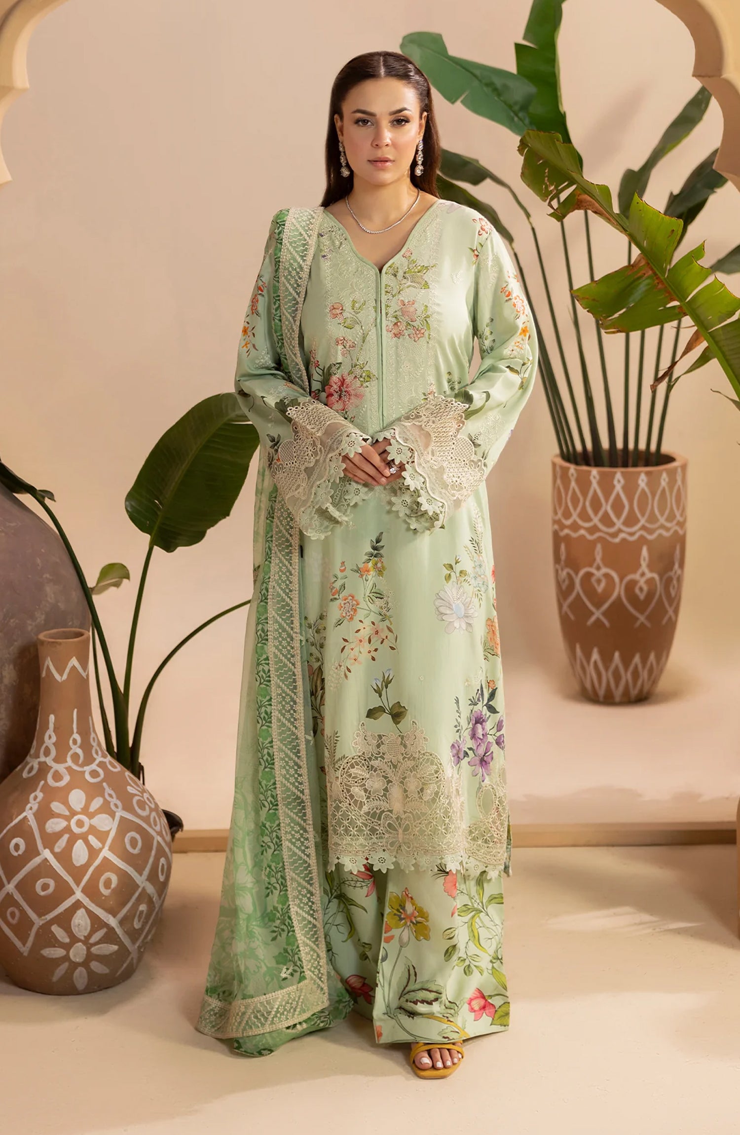 Al Karim Gulkar Embroidered Viscose Unstitched 3 Piece Suit - GK-05 - AK26GLK - Pista Green - Winter Collection