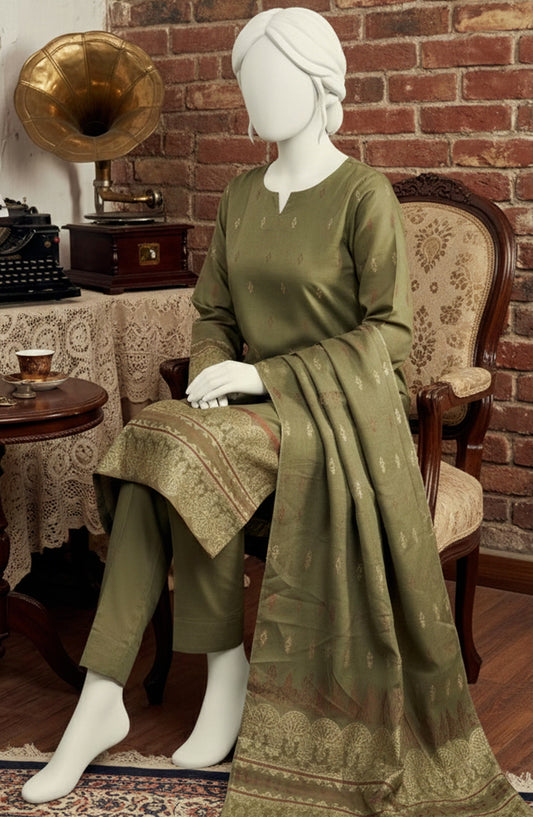 Al Karim Baroshia Lawn Unstitched 3 Piece Suit - D-07 - AK26BARS - Green - Summer Collection