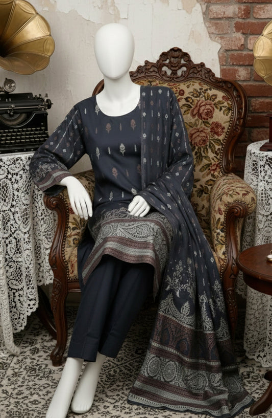 Al Karim Baroshia Lawn Unstitched 3 Piece Suit - D-03 - AK26BARS - Blue - Summer Collection