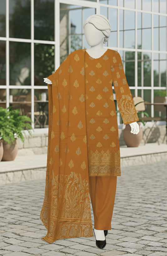 Al Karim Printed Brosha Lawn Unstitched 3 Piece Suit - D-06 - AK26BRO - Orange - Summer Collection