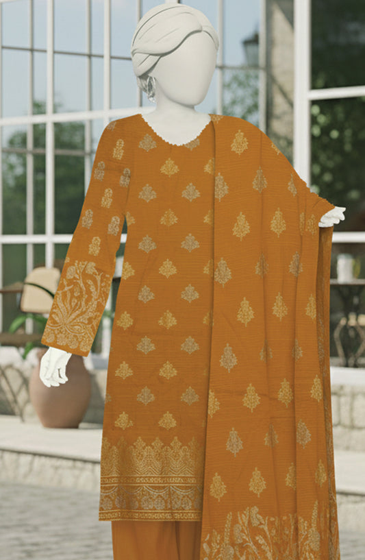 Al Karim Printed Brosha Lawn Unstitched 3 Piece Suit - D-06 - AK26BRO - Orange - Summer Collection