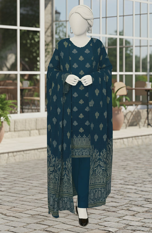 Al Karim Printed Brosha Lawn Unstitched 3 Piece Suit - D-05 - AK26BRO - Blue - Summer Collection