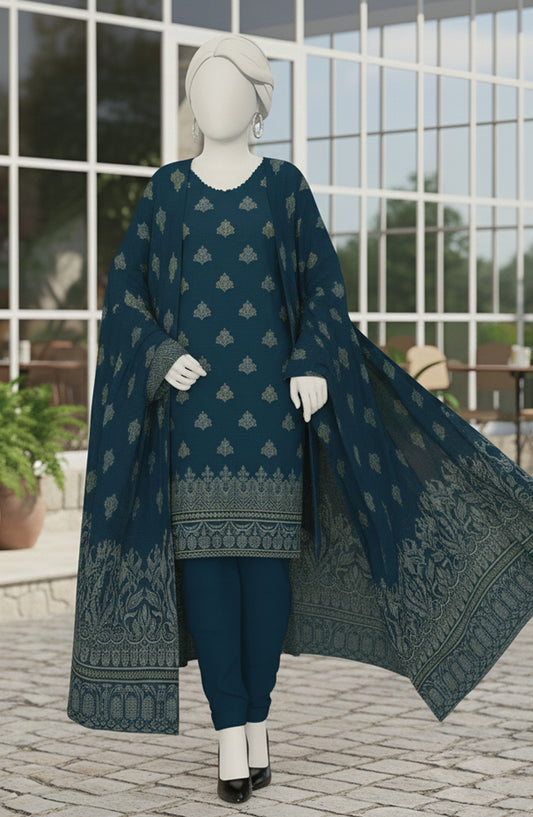 Al Karim Printed Brosha Lawn Unstitched 3 Piece Suit - D-05 - AK26BRO - Blue - Summer Collection