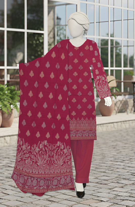 Al Karim Printed Brosha Lawn Unstitched 3 Piece Suit - D-03 - AK26BRO - Red - Summer Collection