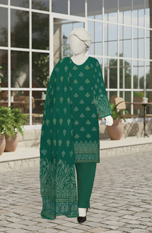 Al Karim Printed Brosha Lawn Unstitched 3 Piece Suit - D-02 - AK26BRO - Green - Summer Collection