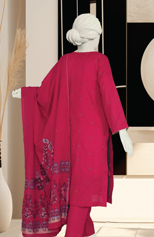 Al Karim Embroidered Slub Lawn Unstitched 3 Piece Suit - D-05 - AK26SLB - Pink - Summer Collection